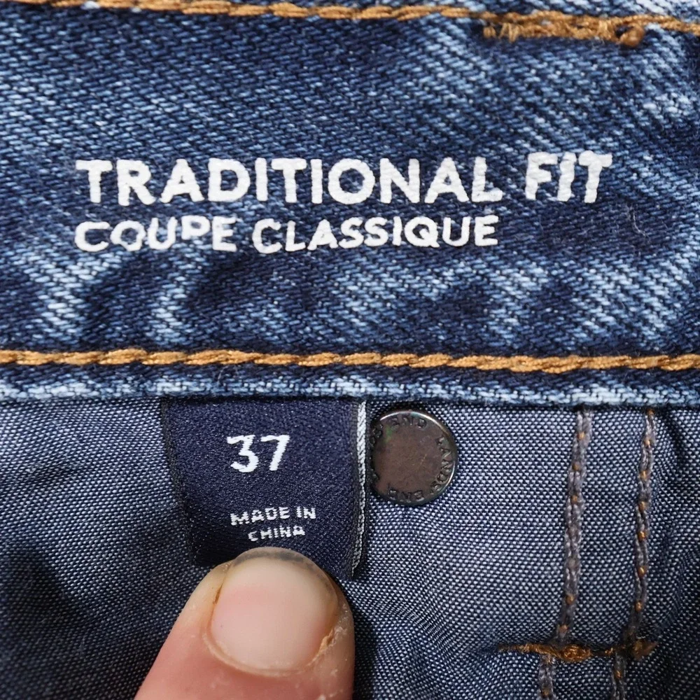 Lands'‎ End Jeans Mens 37 Blue 100% Cotton Traditional Fit Straight Leg Denim
